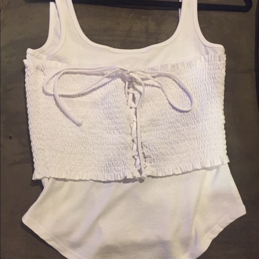 Cinq a sept white lace up tank top - Picture 3 of 5